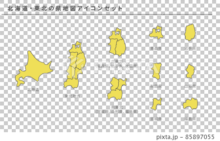 日本地圖、北海道 / 東北縣地圖圖標集、矢量素材 85897055