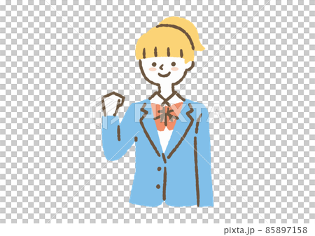 Female student doing guts pose _ color Female student doing guts pose _ color 85897158