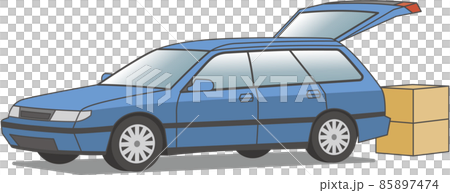 Station wagon car blue car luggage Station wagon car blue car luggage 85897474