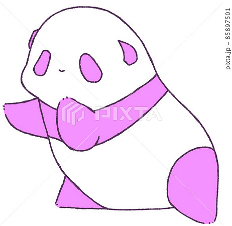 前のめりで手を伸ばす幼いパンダ(紫色) 前のめりで手を伸ばす幼いパンダ(紫色) 85897501
