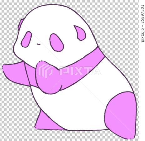 前のめりで手を伸ばす幼いパンダ(紫色) 前のめりで手を伸ばす幼いパンダ(紫色) 85897501