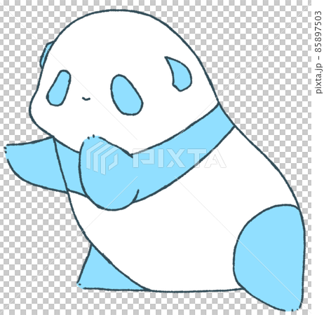 前のめりで手を伸ばす幼いパンダ(水色) 前のめりで手を伸ばす幼いパンダ(水色) 85897503