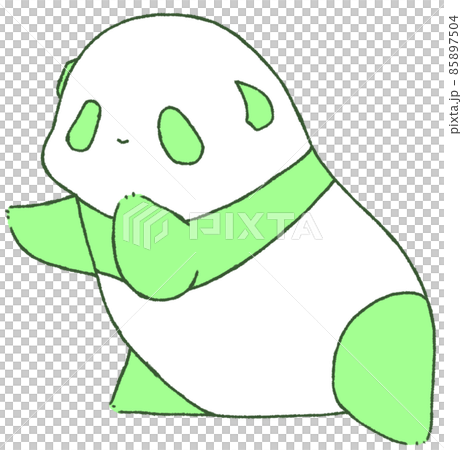 前のめりで手を伸ばす幼いパンダ(緑色) 前のめりで手を伸ばす幼いパンダ(緑色) 85897504