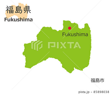 福島県と県庁所在地、手描き風のかわいい地図 福島県と県庁所在地、手描き風のかわいい地図 85898038