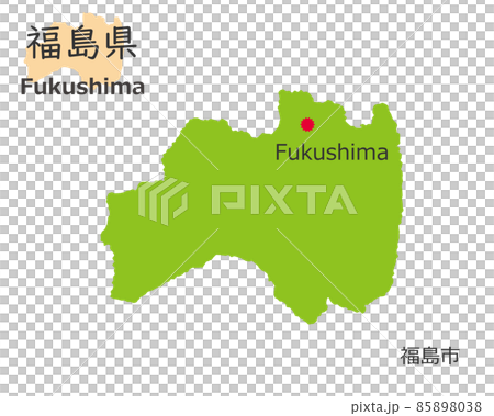 福島県と県庁所在地、手描き風のかわいい地図 福島県と県庁所在地、手描き風のかわいい地図 85898038