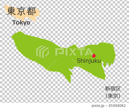 東京都と都庁所在地、手描き風のかわいい地図	 85898062