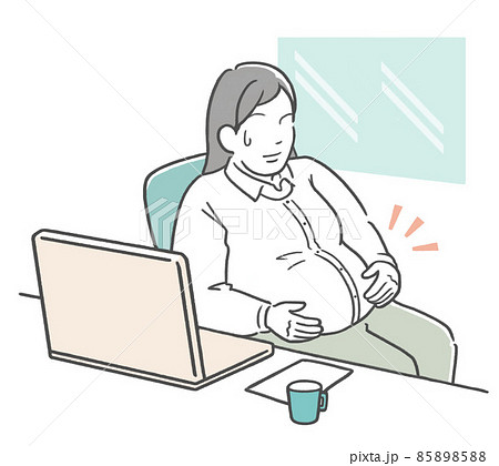 中年太り_体型を気にする女性 85898588