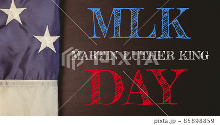 Image of happy martin luther king day text over american flag 85898859