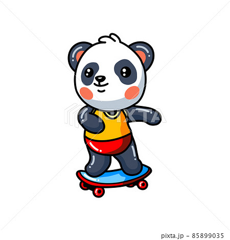 Cute little panda cartoon play skateboard 85899035