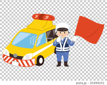 道路パトロールカーと交通管理隊員の男性 85899201