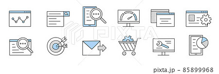 SEO doodle icons, isolated line art vector signs SEO doodle icons, isolated line art vector signs 85899968