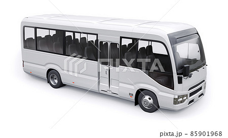 White Small bus for urban and suburban for travel. Car with empty body for design and advertising. 3d illustration White Small bus for urban and suburban for travel. Car with empty body for design and advertising. 3d illustration 85901968