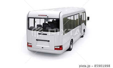 White Small bus for urban and suburban for travel. Car with empty body for design and advertising. 3d illustration White Small bus for urban and suburban for travel. Car with empty body for design and advertising. 3d illustration 85901998