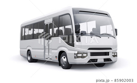 White Small bus for urban and suburban for travel. Car with empty body for design and advertising. 3d illustration 85902003