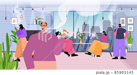 businesspeople smoking e-cigarettes bad habits unhealthy lifestyle nicotine addiction concept office interior 85903145