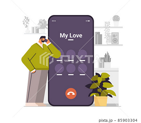 man talking by smartphone with girlfriend communication conversation phone call speaking calling chatting concept man talking by smartphone with girlfriend communication conversation phone call speaking calling chatting concept 85903304