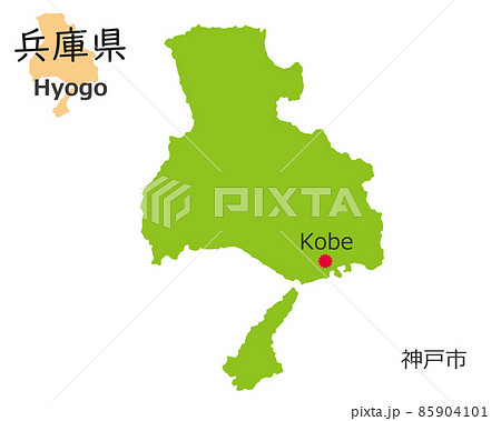 兵庫県と県庁所在地、手描き風のかわいい地図 兵庫県と県庁所在地、手描き風のかわいい地図 85904101