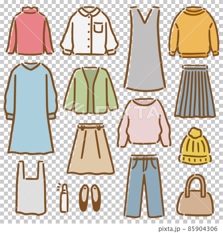 Clothes fashion handwritten illustration set Clothes fashion handwritten illustration set 85904306