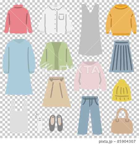 洋服 ファッション フラット イラスト セット 85904307