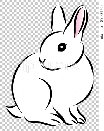 絵筆で描いた墨絵風のお洒落なウサギのイラスト 手描きのアナログ風イラスト 卯年 年賀状素材 ベクターのイラスト素材