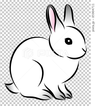絵筆で描いた墨絵風のお洒落なウサギのイラスト 手描きのアナログ風イラスト 卯年 年賀状素材 ベクターのイラスト素材