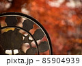 紅葉と丸い椅子 85904939