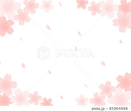 桜の背景イラスト フレーム 春 さくら 装飾 枠 花 かわいい 素材 桜の花 満開 花びら 桜吹雪のイラスト素材