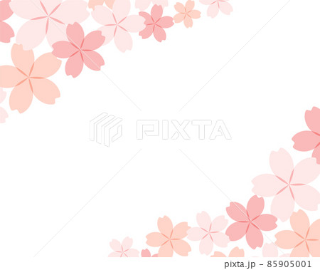 桜の背景イラスト　フレーム　春　さくら　装飾　枠　花　かわいい　素材　桜の花　満開　テンプレート 85905001