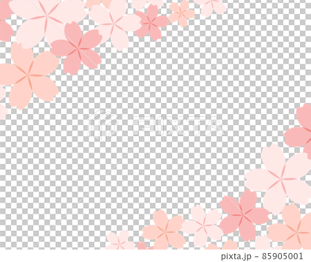 桜の背景イラスト　フレーム　春　さくら　装飾　枠　花　かわいい　素材　桜の花　満開　テンプレート 85905001