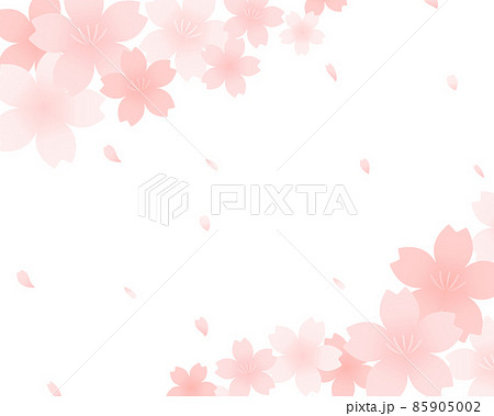 桜の背景イラスト　フレーム　春　さくら　装飾　枠　花　かわいい　素材　桜の花　満開　花びら　桜吹雪 85905002