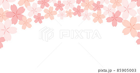 桜の背景イラスト　フレーム　春　さくら　装飾　枠　花　かわいい　素材　桜の花　満開　テンプレート 85905003