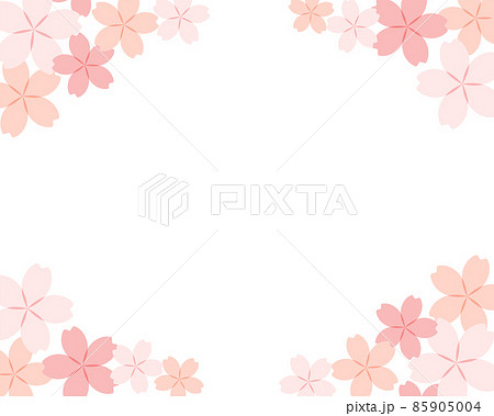 桜の背景イラスト　フレーム　春　さくら　装飾　枠　花　かわいい　素材　桜の花　満開　テンプレート 85905004