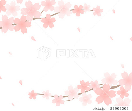 桜の背景イラスト　フレーム　春　さくら　装飾　枠　花　かわいい　素材　桜の花　満開　花びら　桜吹雪 85905005