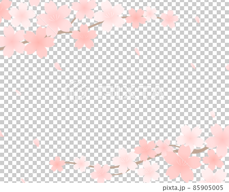 桜の背景イラスト　フレーム　春　さくら　装飾　枠　花　かわいい　素材　桜の花　満開　花びら　桜吹雪 85905005