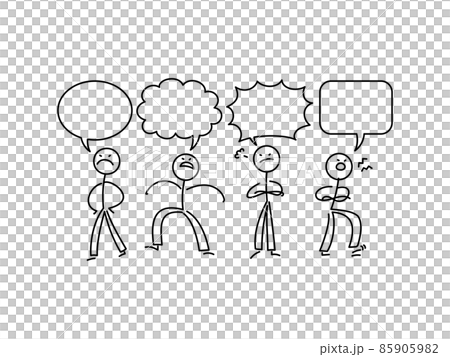 簡單的火柴人插圖設置憤怒和語音泡沫 簡單的火柴人插圖設置憤怒和語音泡沫 85905982