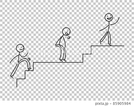 シンプルな棒人間のイラストセット　階段を登る 85905984