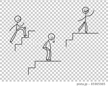 シンプルな棒人間のイラストセット　階段を登る2 85905985
