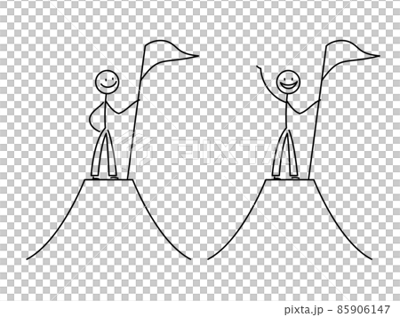 Simple stickman illustration set Climbing flag 85906147
