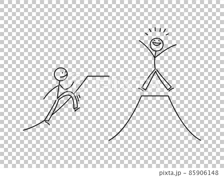 Simple stickman illustration set Climbing a mountain 85906148