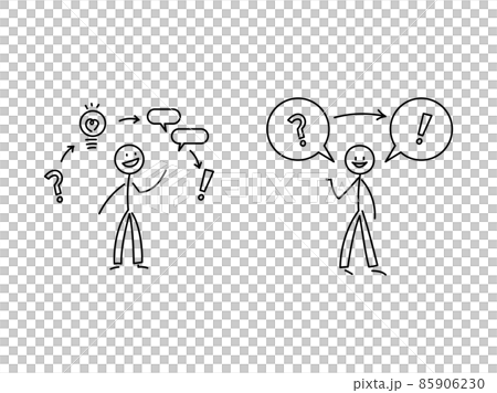 シンプルな棒人間のイラストセット 疑問と気づき シンプルな棒人間のイラストセット 疑問と気づき 85906230