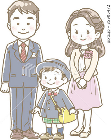 入園式の子供と両親のイラスト 85906472