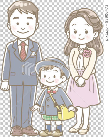 入園式の子供と両親のイラスト 85906472
