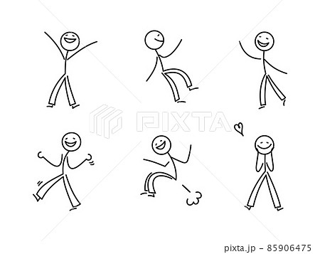 Simple Stickman Illustration Set Joyful Dynamic Stock Illustration