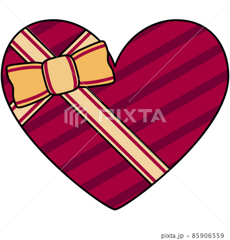 バレンタイデーのチョコレートのラッピングのイラスト（アウトラインあり） 85906559