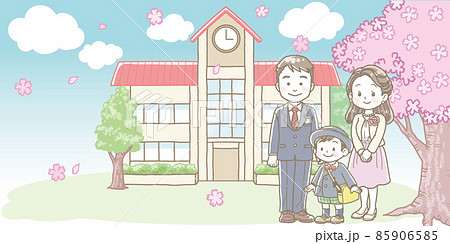 幼稚園の入園式のイラスト 男の子と両親 幼稚園の入園式のイラスト 男の子と両親 85906585