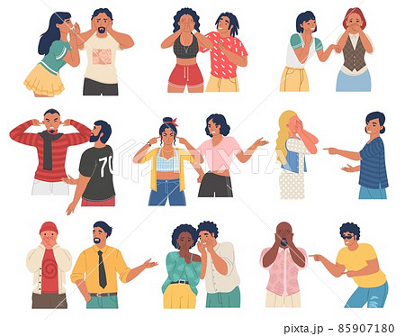 People, male and female characters ignoring companion, vector isolated illustration. Disregard, disagree, refuse, deny. People, male and female characters ignoring companion, vector isolated illustration. Disregard, disagree, refuse, deny. 85907180
