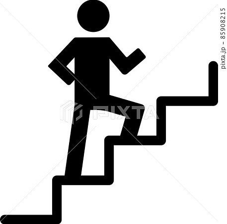 階段を登る人間のシンプルなピクトグラムイラスト 85908215
