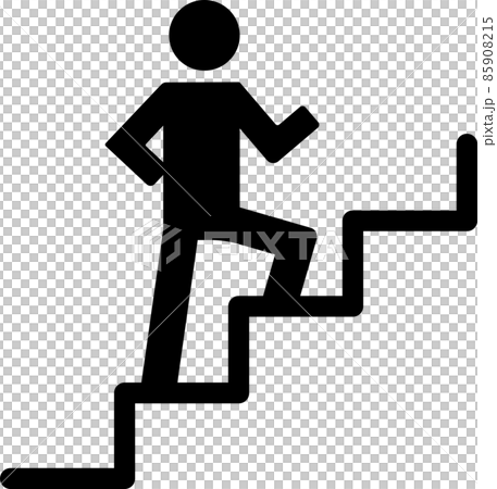 階段を登る人間のシンプルなピクトグラムイラスト 85908215