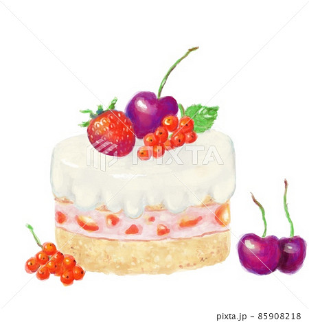 ベリーが乗ったケーキ 85908218