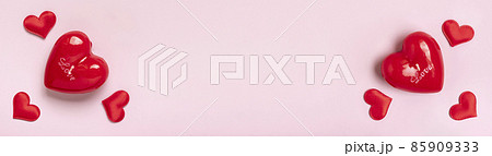 frame of heart shaped candle red hearts layout on pink background Top view Flat lay Holiday card Happy Valentine's day, love concept Copy space Banner frame of heart shaped candle red hearts layout on pink background Top view Flat lay Holiday card Happy Valentine's day, love concept Copy space Banner 85909333